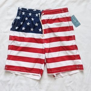 NWT Men's Old Navy American Flag Swim Trunks